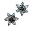 Vintage Floral Oxidised Silver Post Earrings
