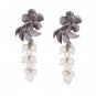 Silver Plated Floral White Pearl Hook Drop Earrings Women Jewelry Simulated