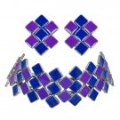 Dulcett Set OF Art Jewelry Hand Painted Statement Necklace+ Earrings