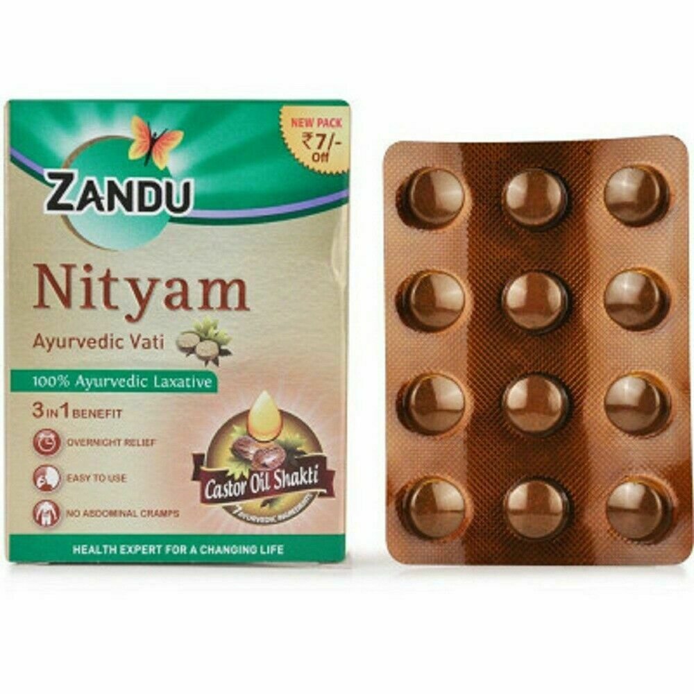 Zandu Nityam Ayurvedic Tablets for Constipation, Gas,Acidity 12 tab pack