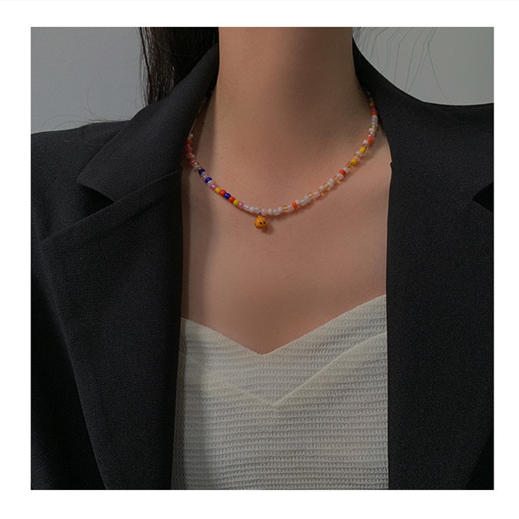 Shadow* Handmade Rainbow Smiley Boho Style Necklace