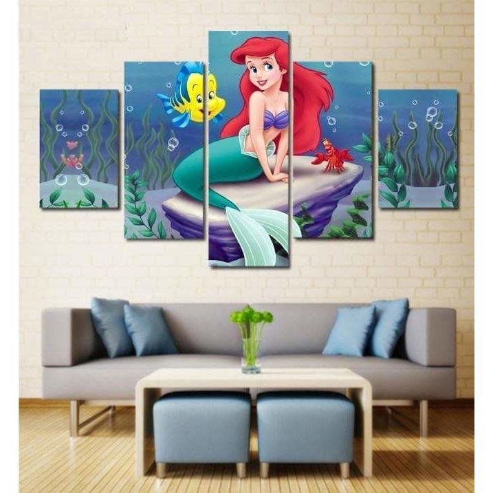 Disney little Mermaid Wall Art Framed Canvas Prints 5 Piece Poster Painting