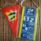 2 vintage advertising pennants