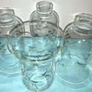 4 Glass Light Shades Lamp Candle 6 1/2" T Vintage Etched Grapes Farm House Chic