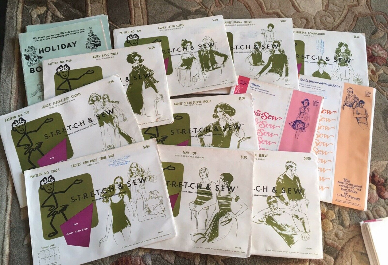 Vtg Stretch & Sew Sewing Patterns A Person MOD 70s Fashion Smoke Free Lot 11 Pcs