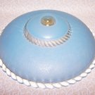 Vintage Mid Century Ceiling Light Shade Blue Clear Glass Round Center Post Mount