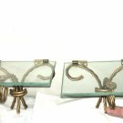 3 Home Interiors Vintage Twisted Rope Gold Metal w Glass Wall Mount Shelf HOMCO