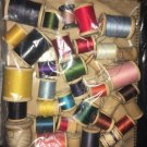 Vtg Wooden Spools Sewing Thread BORO Fabric Art Coats Clark Star Talon Lot 34 Pc