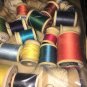 Vtg Wooden Spools Sewing Thread BORO Fabric Art Coats Clark Star Talon Lot 34 Pc