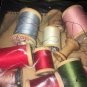 Vtg Wooden Spools Sewing Thread BORO Fabric Art Coats Clark Star Talon Lot 34 Pc