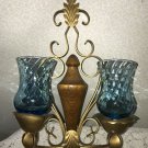 Homco MCM Sconce Candle Votive Wood Metal Metal Scroll Home Interiors Farm House
