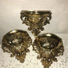 Vintage Hollywood Regency Wall Pocket & Shelf Homco 1978 MCM Cottage Chic 3 Pcs