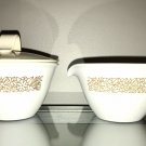 Vintage Corelle Woodland Brown Creamer Sugar w Lid MCM Floral Farm House Chic