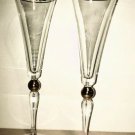 Vintage Retro Wedding Glasses Bride Groom Toast Flute Trumpet Gold Trim Paris
