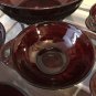 Vtg Ruby Red Glass CORONATION Serving and 5 Berry Bowl Set Christmas Holiday