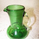 Vintage Pilgrim MCM Art Glass Emerald Green Vase Cruet Farm House Country Chic