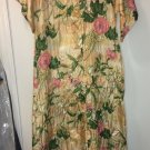 Best Vtg Roberie House Dress MuMu Floral Krinkle Textured Satin Poly Mad Men Med