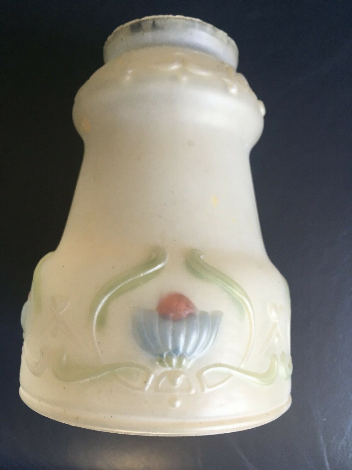 Vintage Gas Light Shade Reverse Painted 1800s Art Nouveau Victorian Fitter 2 3/8