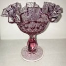 Fenton Thumbprint Compote 4429 Colonial Pink Thistle Rose Romantic Cottage Chic
