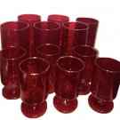 12 Vintage MCM Wine Water Goblet Red Ruby Mid Century Drink Ware Farm House Chic