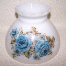 Vtg Glass Lamp Shade Blue Roses MCM Victorian Romantic Cottagecore Fitter 4.5"