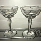 Vtg Wedding Bridal Champagne Glasses Floral Elegant Etched Regency Chic Crystal