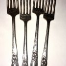 Vintage Oneida White Orchid Dinner Forks 4 Pcs Community Silverplate Flatware