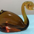 Vintage Swan MCM PILGRIM Amber Art Glass Bird Duck Figure Paperweight Window Sit