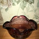 Vintage MCM Purple Amethyst Controlled Bubble Art Glass Bowl Murano Italy