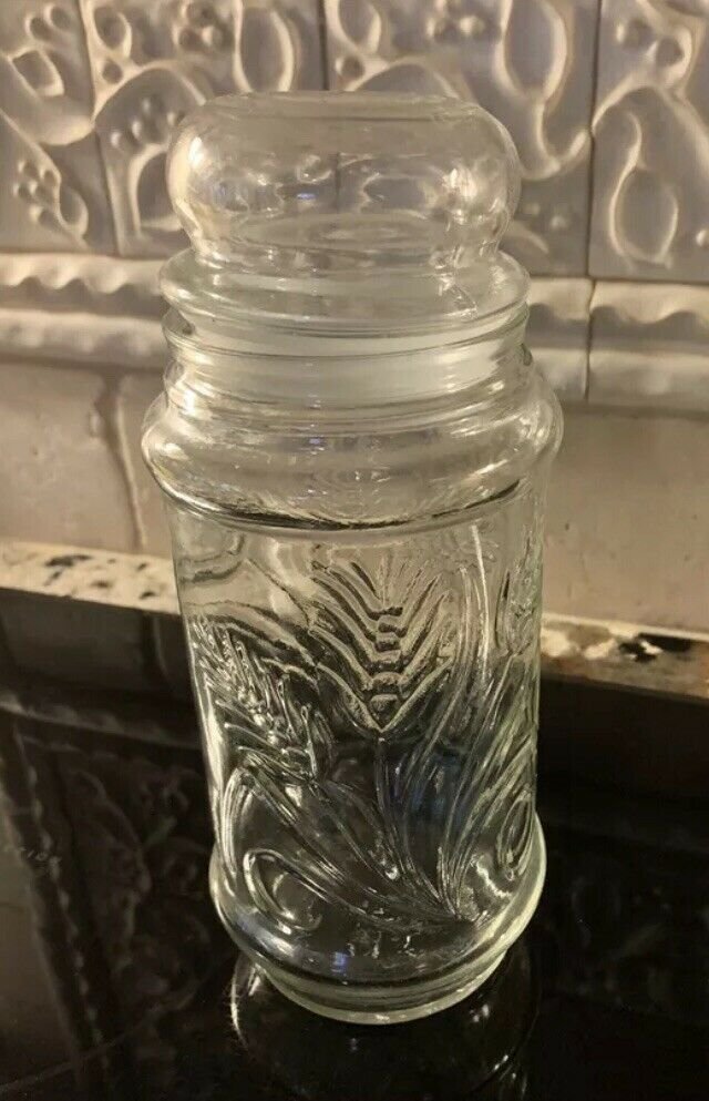 PLANTERS PEANUTS MR PEANUT GLASS JAR W/LID planters Wheat pattern 1982