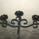 Vintage Wrought Iron 5 Arm Candelabra Black Metal Candle Holder MCM Peg Votives
