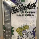 Mardi Gras TABLE COVER Vintage Party Decoration Pierrot Clown 52 X 70 NEW RARE Mardi Gras TABLE COVER Vintage Party Decoration Pierrot Clown 52 X 70 NEW RARE