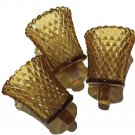 3 Homco Diamond Point Amber Votive Peg Candle Holders FarmHouse Chic MCM Cottage