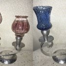 2 DBL Mid Century Candle Holder Hammered Aluminum Mad Deco Men Decor Vintage MCM