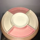Vtg Mid Century Lazy Susan Rotating Party Tray Snacks Veg California Pottery NOS