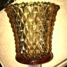 4 Vtg HOMCO Glass Votive Candle Peg Holder Diamond Point Amber Honey 1970s Decor