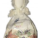 Faceless Primitive Cloth Doll Vintage Butterfly Cotton Linens Lace Hand Made Dress OOAK 21”