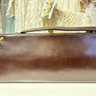 Vintage Handbag Purse Clutch 50s Brown REAL Leather Designer Statement Bag Class