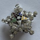 Vintage Masonic Order of Eastern Star OES Rhinestone Star David Brooch Pin Nice