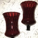 2 Peg Votives Candle Holder Ruby Red Honeycomb Homco Interior Fluted Tulip Glass