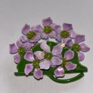 Vintage Violets Enamel Metal Flower Pin Brooch Retro Hippy Mod 60s 70s MCM Sweet