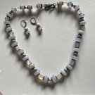 925 Bali Sterling Silver Chalcedony & Akoya Blue Pearl Necklace Earrings Artisan 925 Bali Sterling Silver Chalcedony & Akoya Blue Pearl Necklace Earrings Artisan