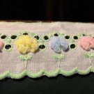Vintage Trim Pom Flowers Eyelet Embroidered Pastel on White Sewing Craft 9.25 Yd