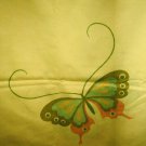 Vintage HANAE MORI Japanese Designer Yellow Butterfly Pillowcase Lovely Martex