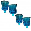 4 PEG Votive Cup Candle Holders Tulip Colonial Blue Turquoise Aqua HOMCO 70s MCM