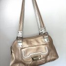 Designer Leather HandBag Tignanello Metallic Rose Gold Silver Couture Bag Purse