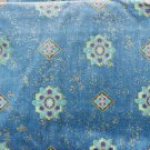 Vintage Fabric Polished Cotton Teal Blue Green Gold Accent Drapes Interior Decor