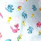 Vintage Cotton Fabric Juvenile Children Novelty Cat Duck Dog  Pink Blue Yelo 4yd