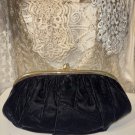 Vtg Black Velvet Clutch Bag 50s Harry Levine Elegant Evening Mad Men Mid Century