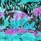 Vintage Fish Fabric Beach Ocean Tropical HOFFMAN Aqua Lavender Pink COTTON 1980s